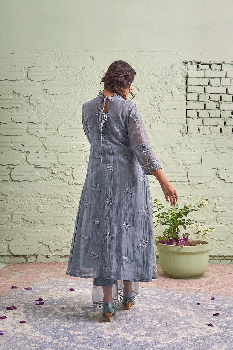 JAMUN ki tokri ( neela sa sleti )-set of 2- kurta with pants Naaz By Noor
