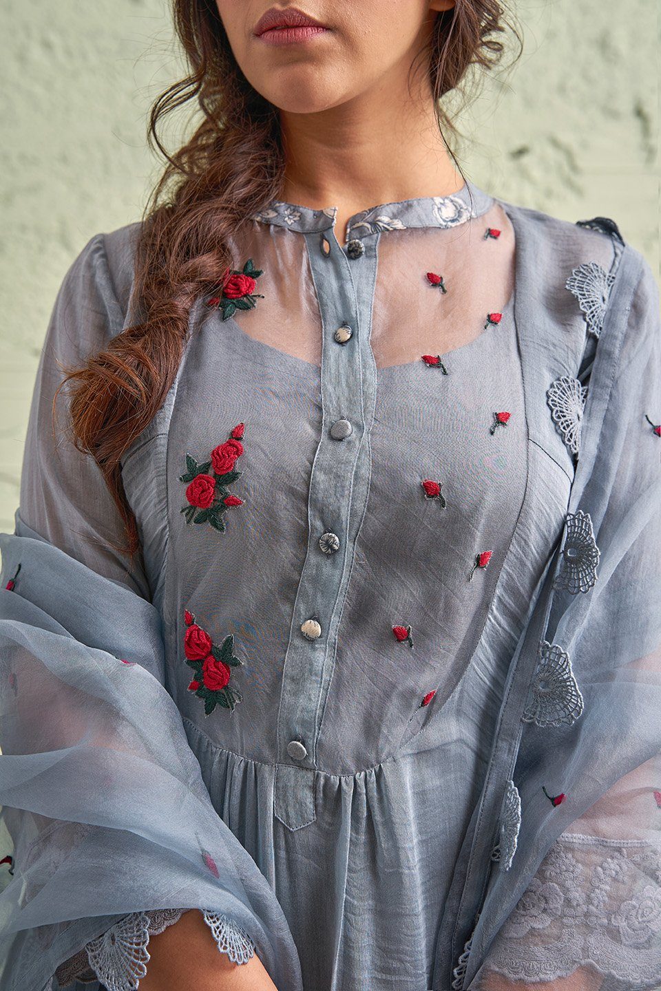 JAMUN ki tokri ( neela sa sleti)- set of 3 - kurta, pant & dupatta Naaz By Noor