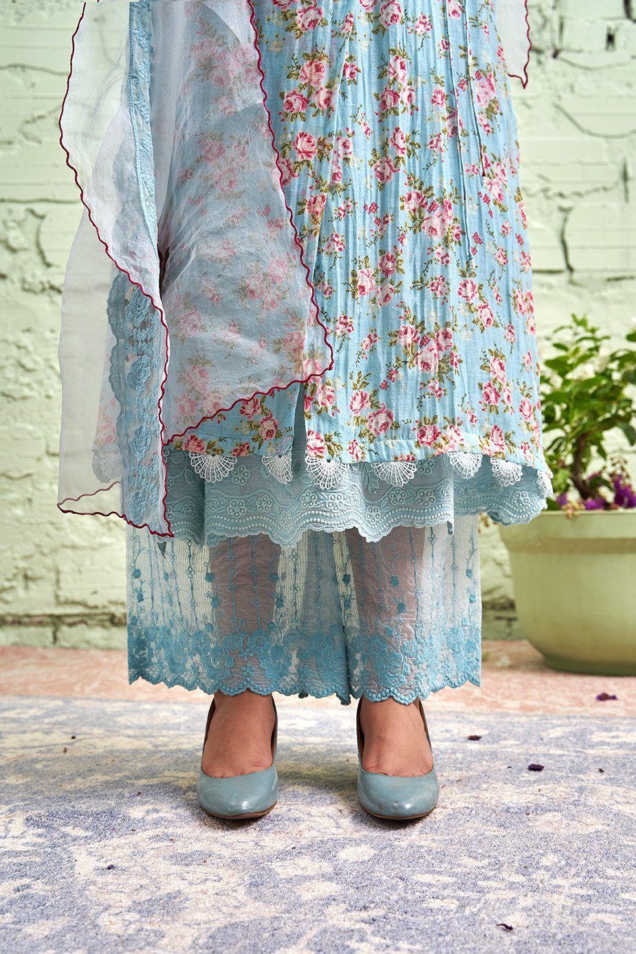 JAMUN ki tokri ( neeli)-set of 2- printed kurta & pant Naaz By Noor