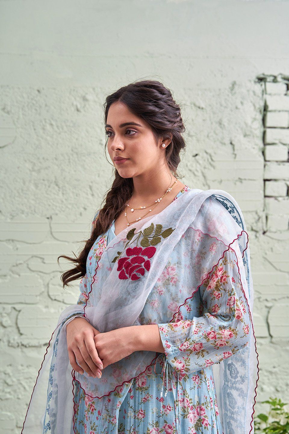 JAMUN ki tokri ( neeli)-set of 2- printed kurta & pant Naaz By Noor