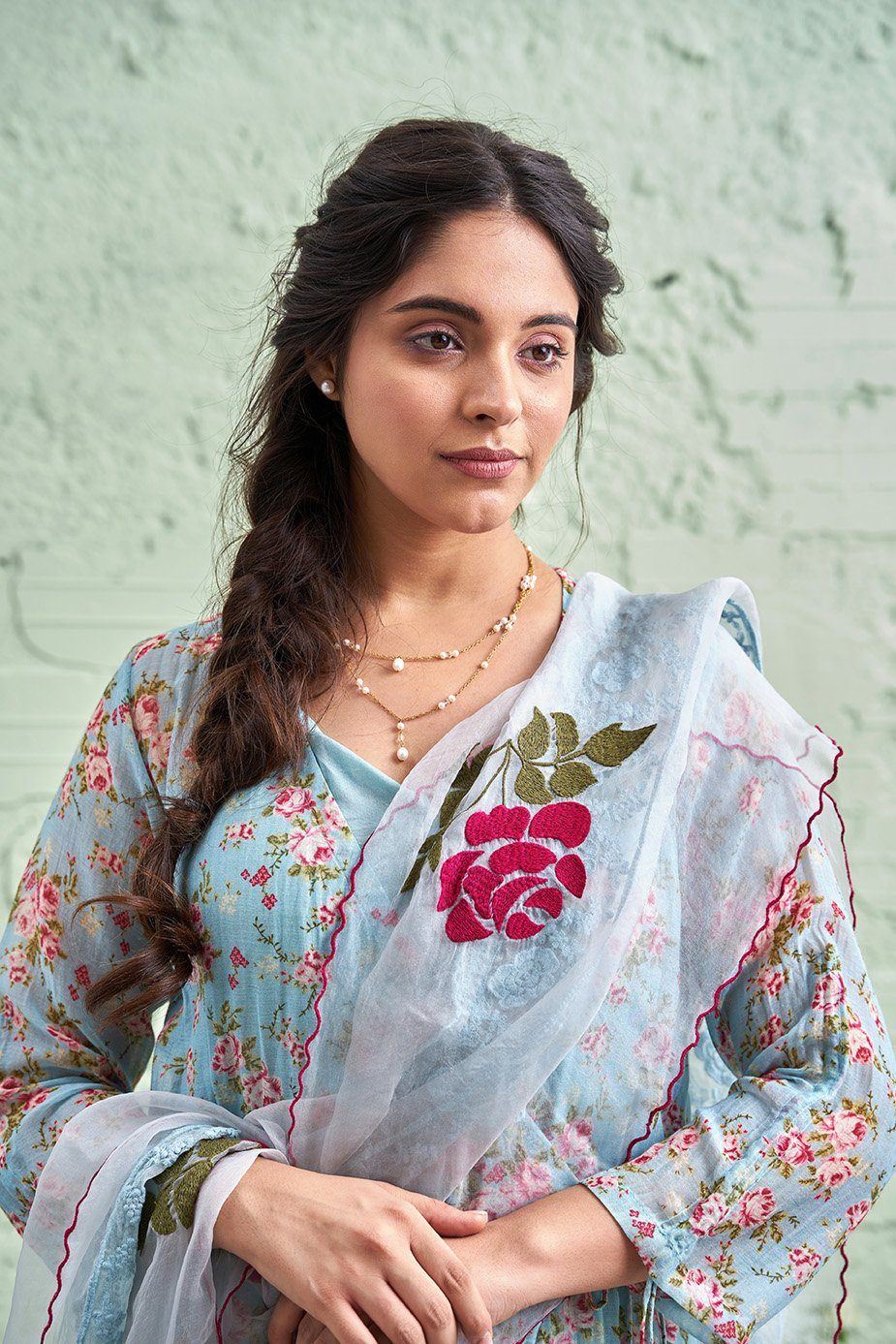 JAMUN ki tokri ( neeli)-set of 2- printed kurta & pant Naaz By Noor