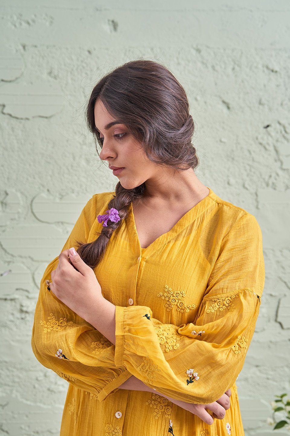 JAMUN ki tokri ( peeli)- set of 3 - kurta, pant & dupatta Naaz By Noor