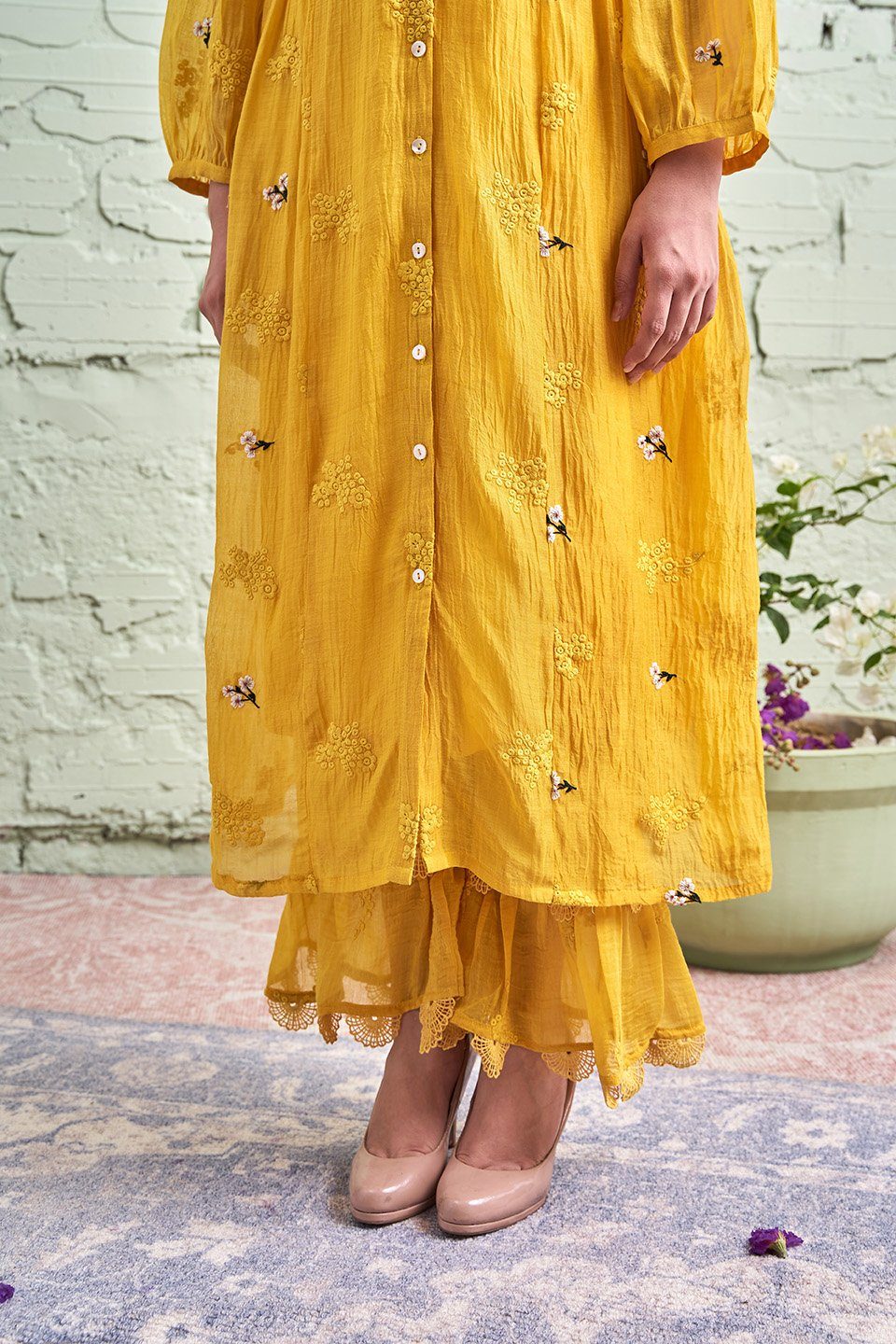 JAMUN ki tokri ( peeli)- set of 3 - kurta, pant & dupatta Naaz By Noor