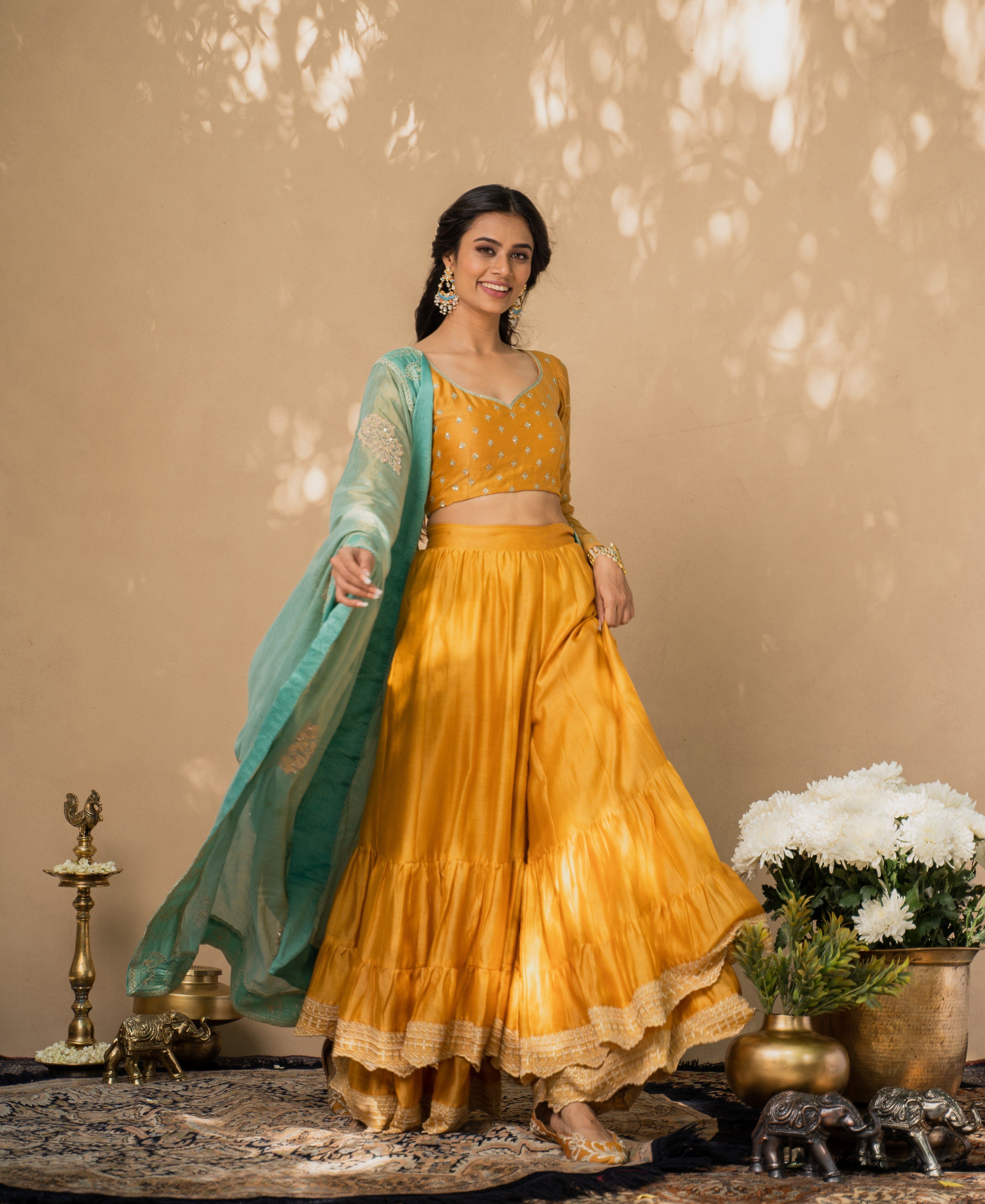 KISHMISH( meetha sheera)-set of 3-blouse, sharara & dupatta Naaz By Noor