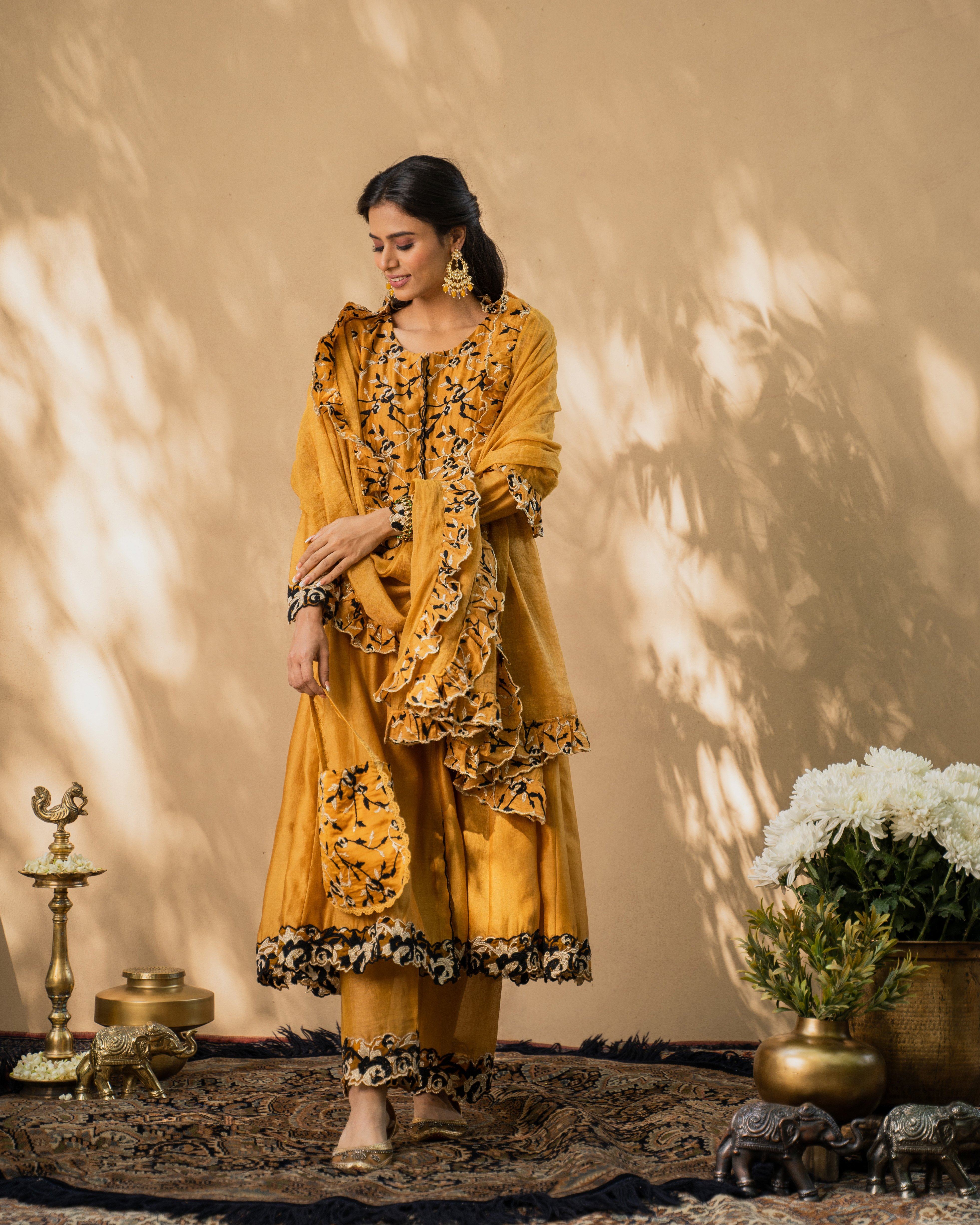 KISHMISH(meetha sheera)- set of 3- anarkali, pant & dupatta Naaz By Noor