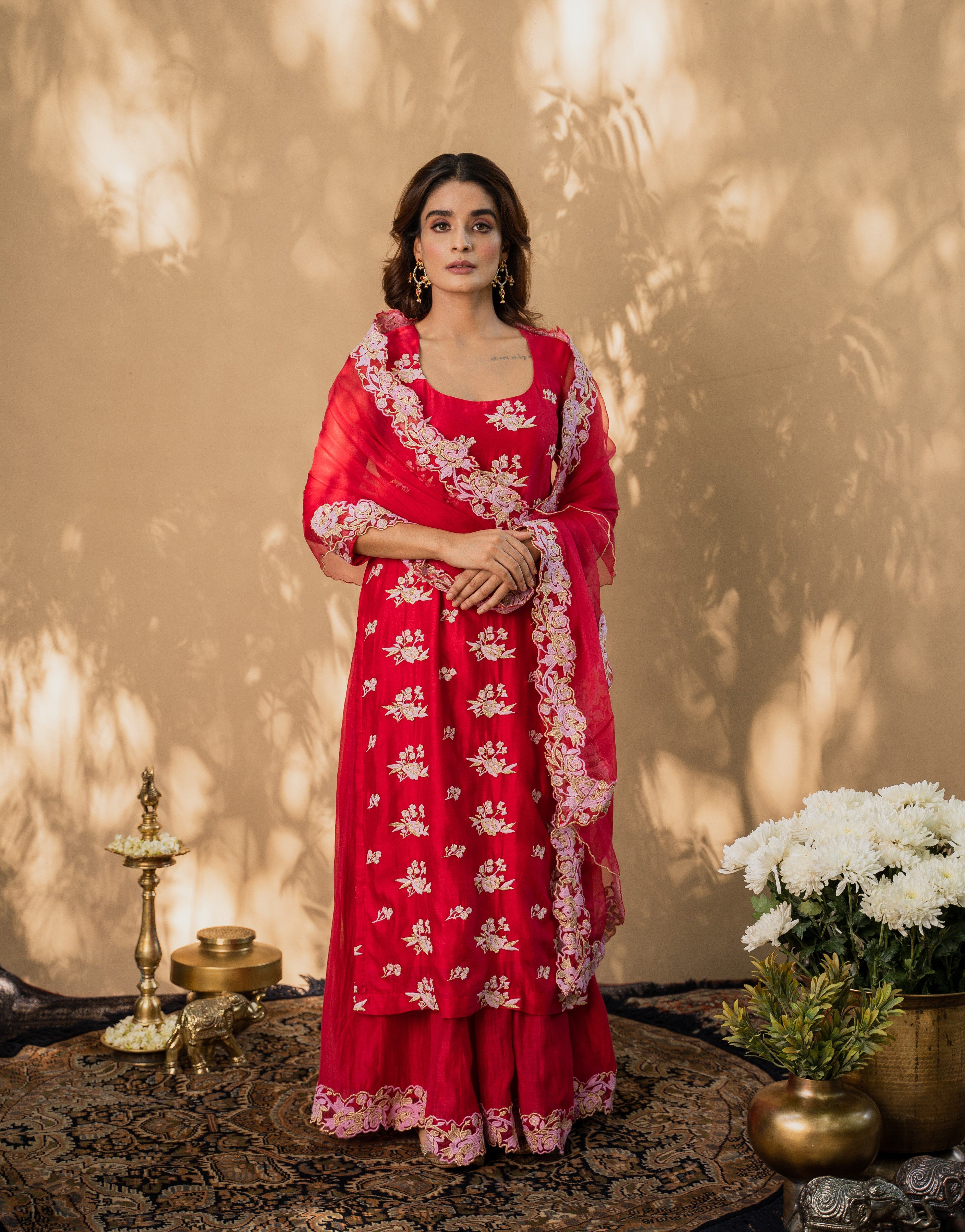 KISHMISH(sindoori mithaas)- set of 3- kurta, sharara & dupatta Naaz By Noor