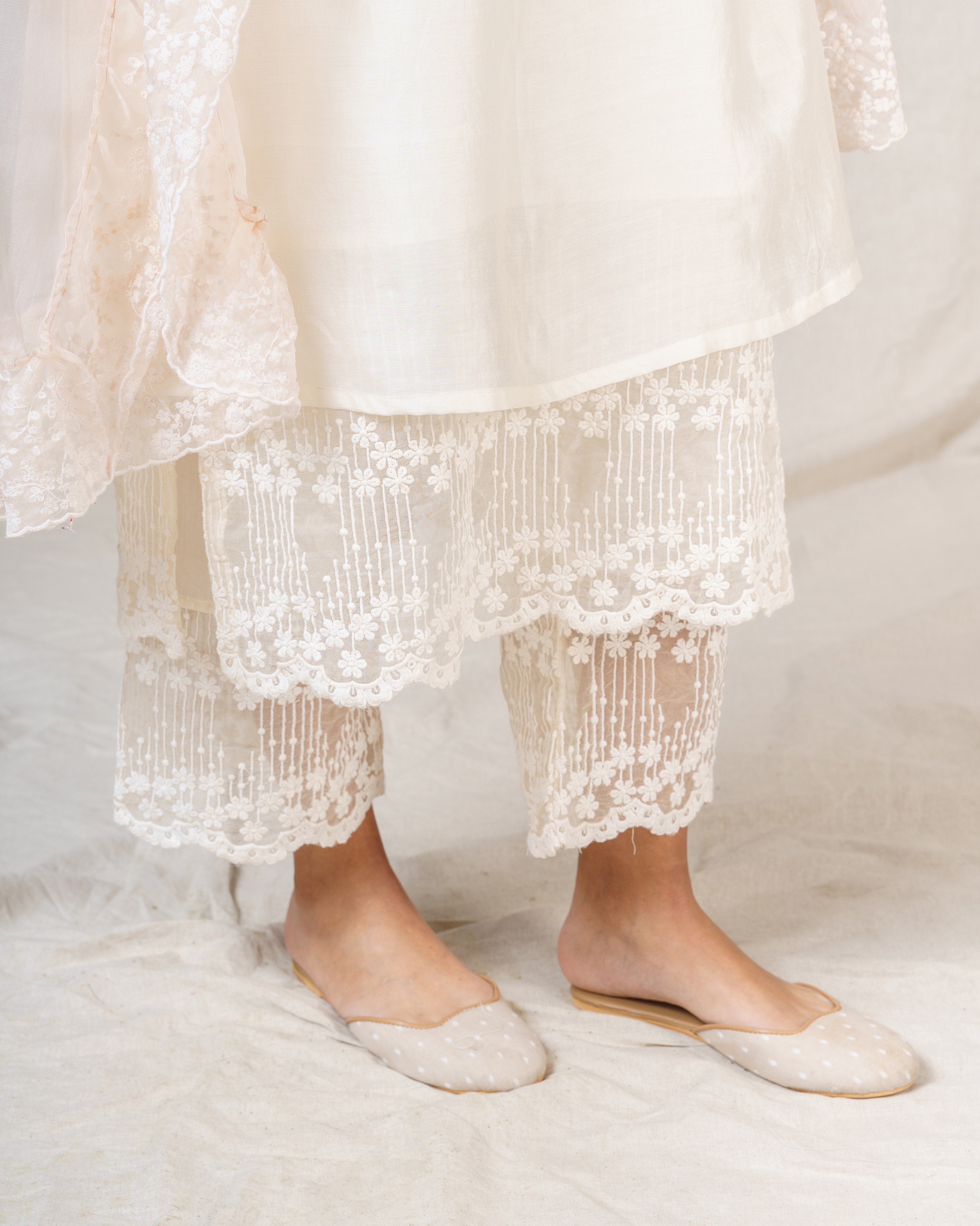 Magnolia white ensemble ( with dupatta) - Naaz By Noor