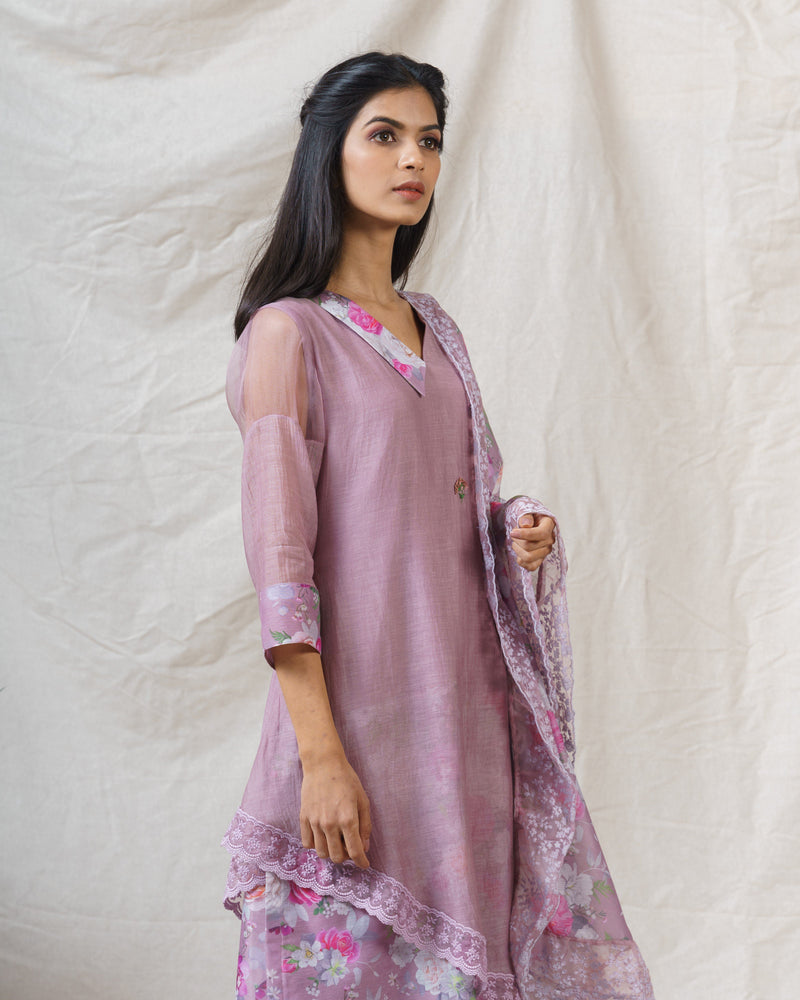 Opera Mauve ensemble-set of 2 ( without dupatta ) - Naaz By Noor