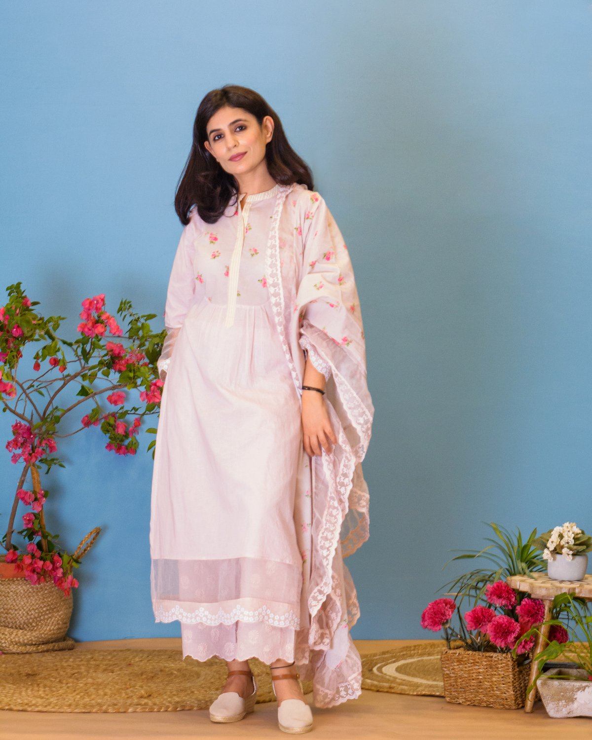OUTBLOOM LILAC STRAIGHT ENSEMBLE- SET OF 3 Naaz By Noor