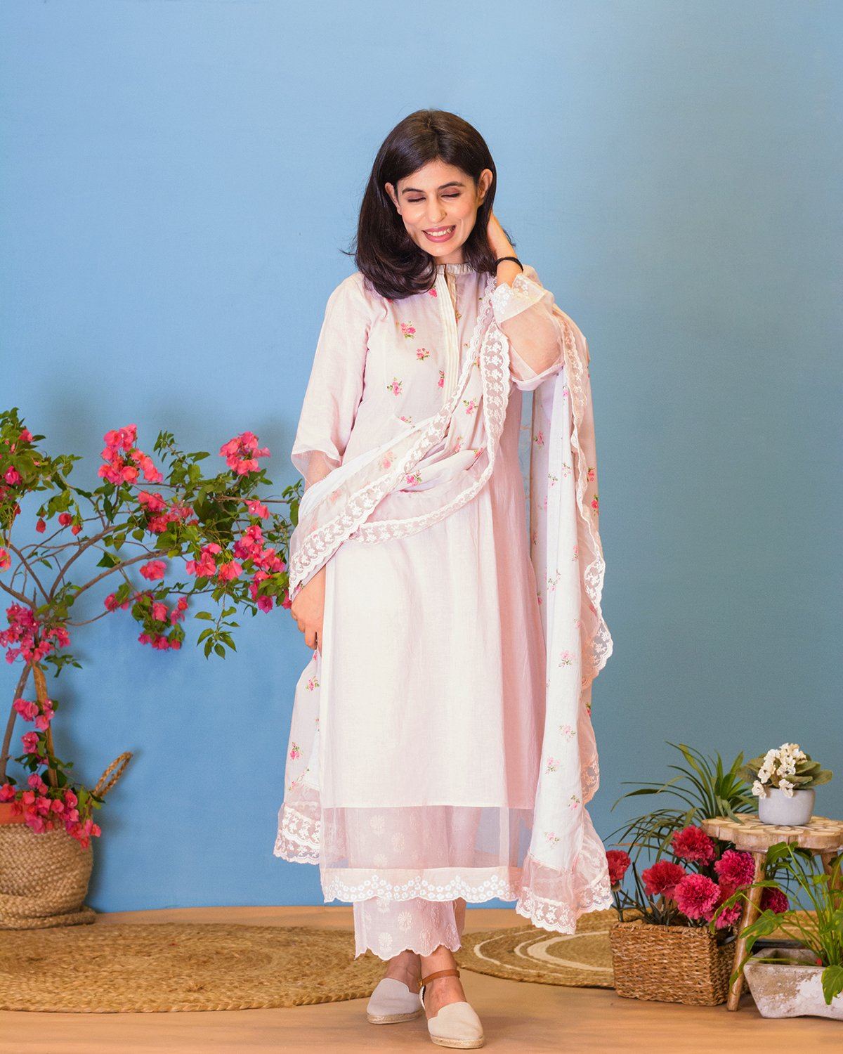 OUTBLOOM LILAC STRAIGHT ENSEMBLE- SET OF 3 Naaz By Noor