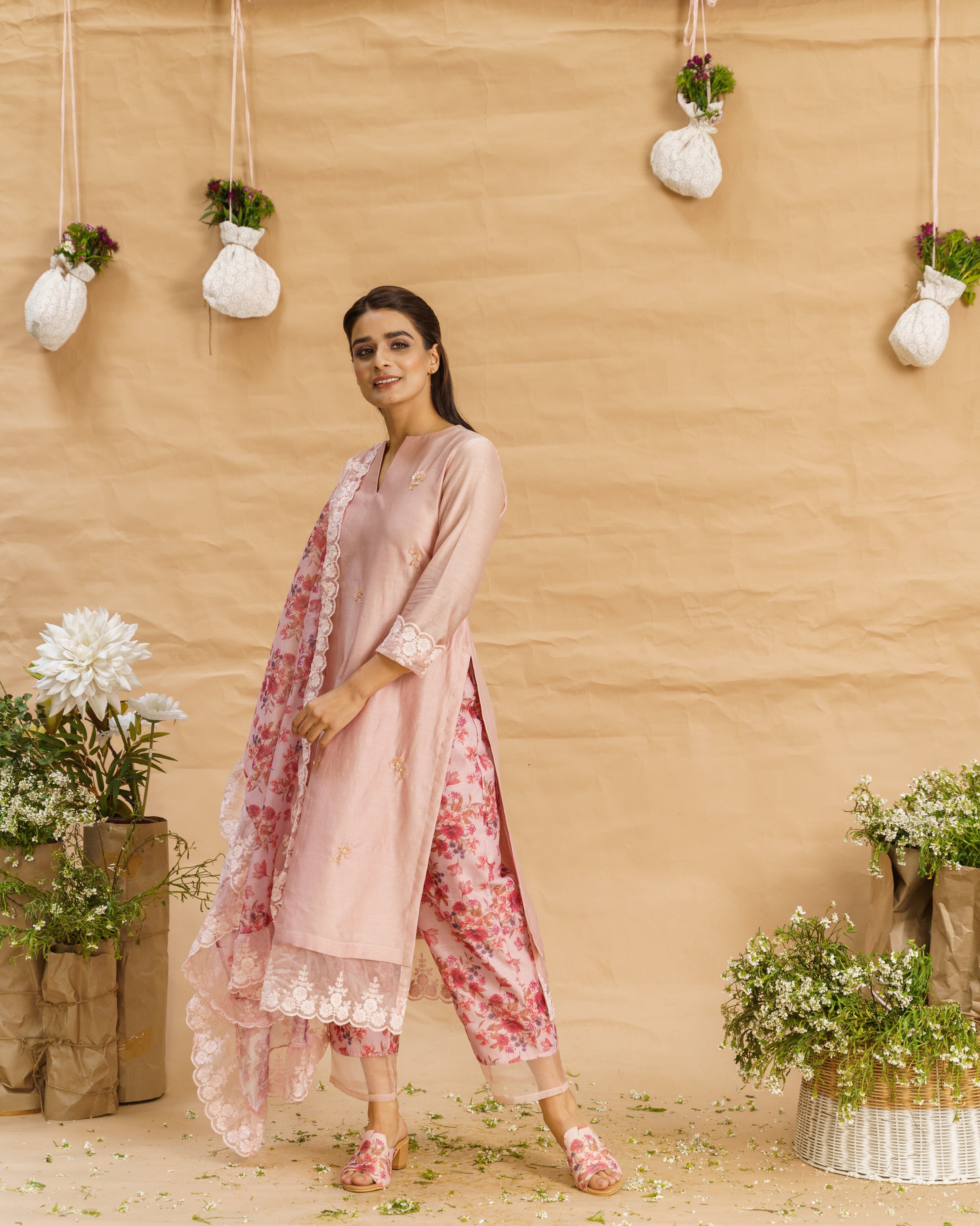 Peony Pink ensemble - set of 2 ( without dupatta ) - Naaz By Noor