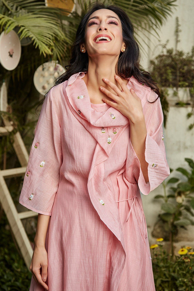 pink Cowl Dress ( only kurta ) - Naaz By Noor