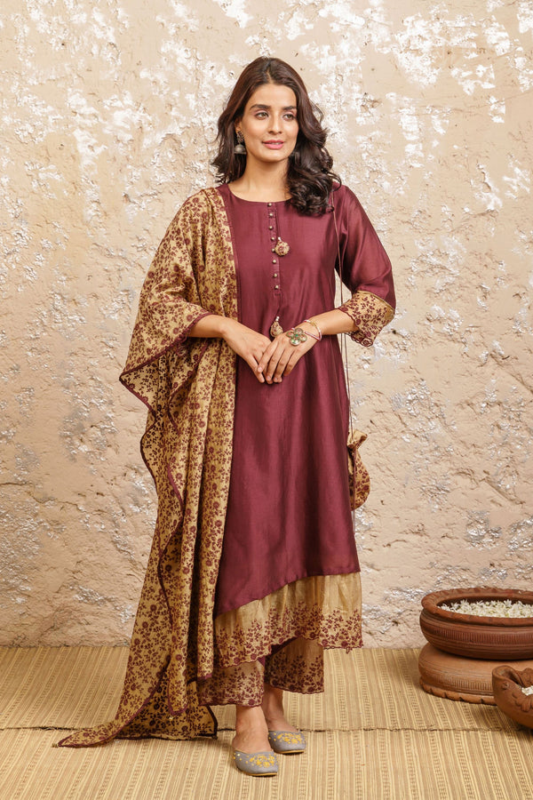 Plum Kurta With Pants (Without Dupatta) - Naaz By Noor