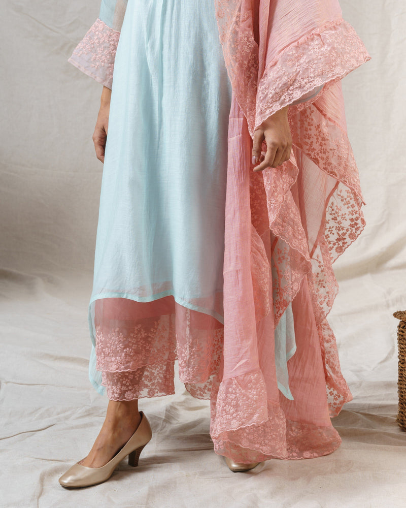 BLUSH PINK AND FROST BLUE ENSEMBLE - Naaz By Noor