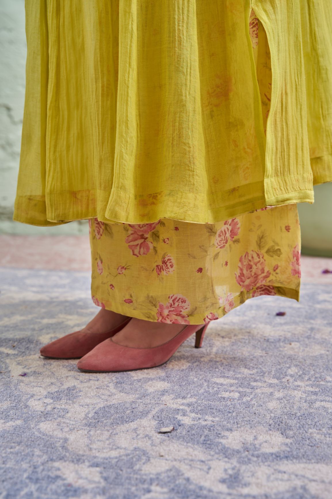 RAKHI tyohaar ki thali- nimbu sa hara-set of 3- kurta, sharara & dupatta Naaz By Noor