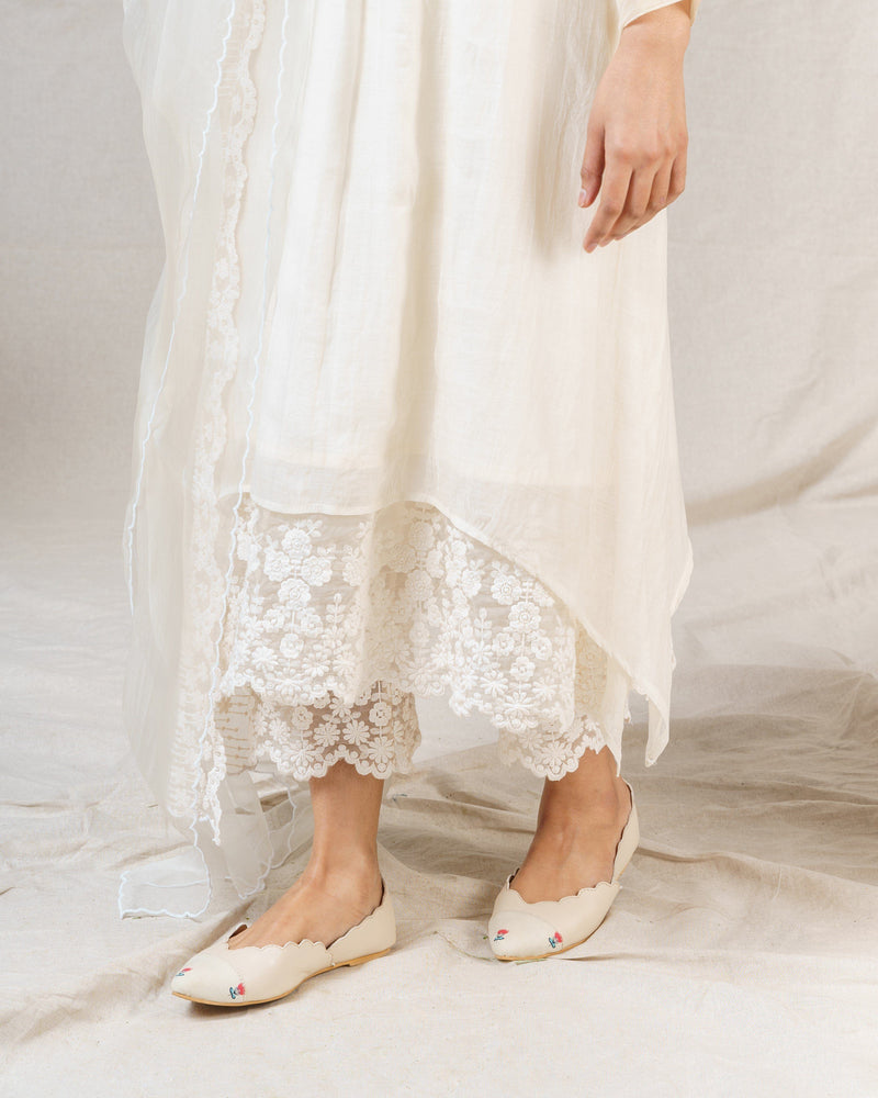 Snow drop white ensemble ( without dupatta) - Naaz By Noor