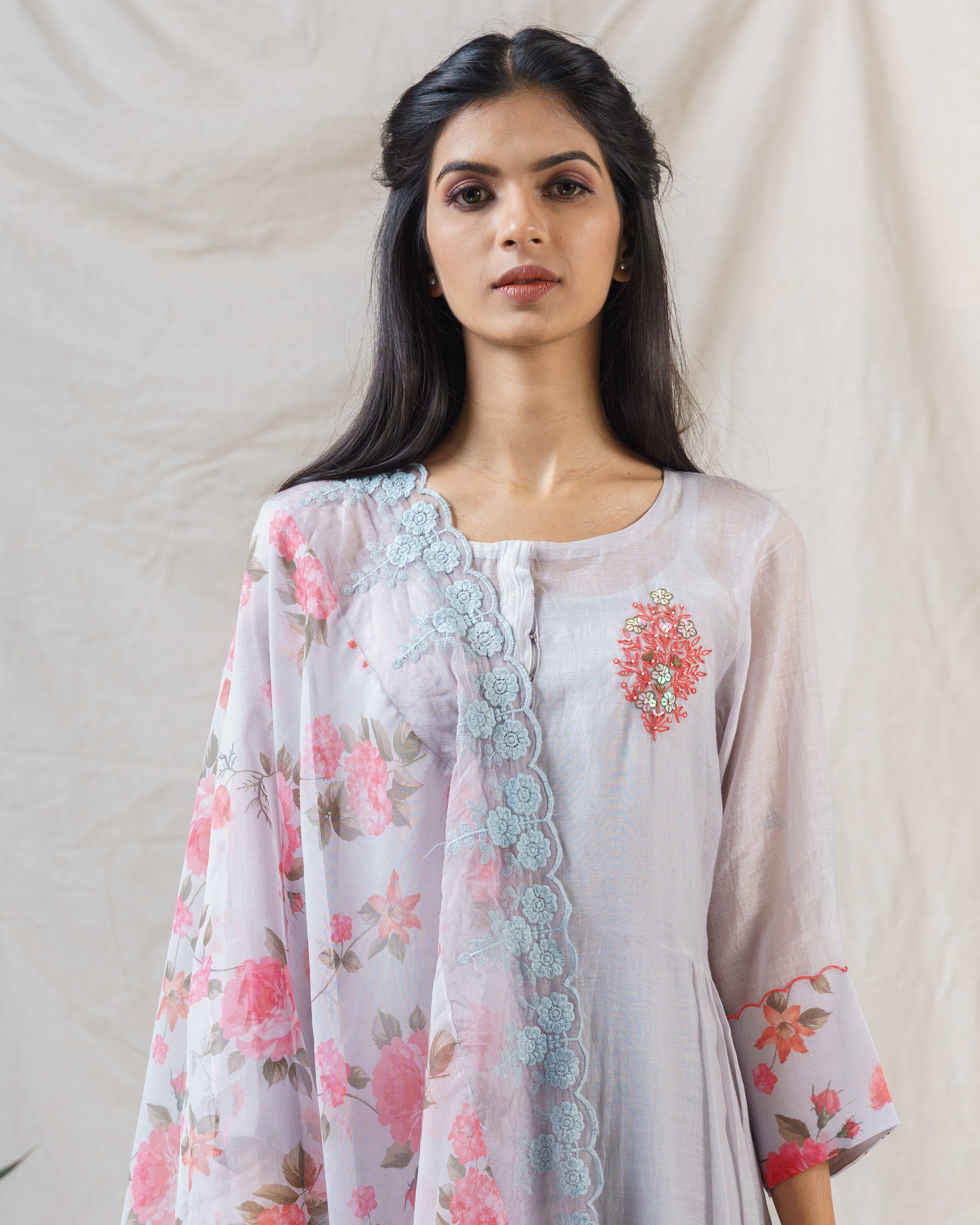 Snow Grey ensemble-set of 3 - Naaz By Noor