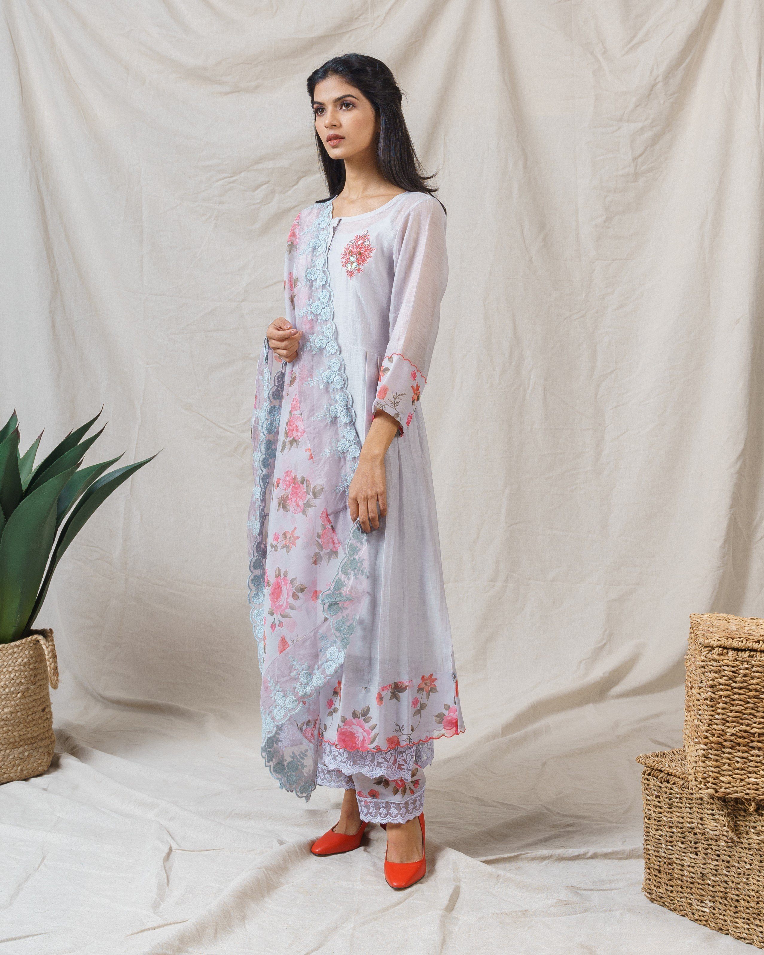 Snow Grey ensemble-set of 3 - Naaz By Noor