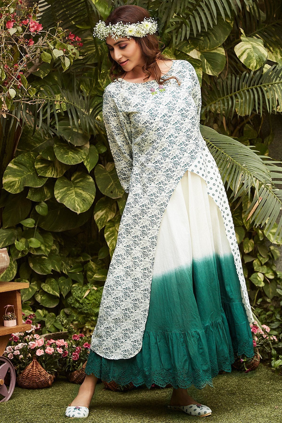 Teal Ombré Dress - Naaz By Noor