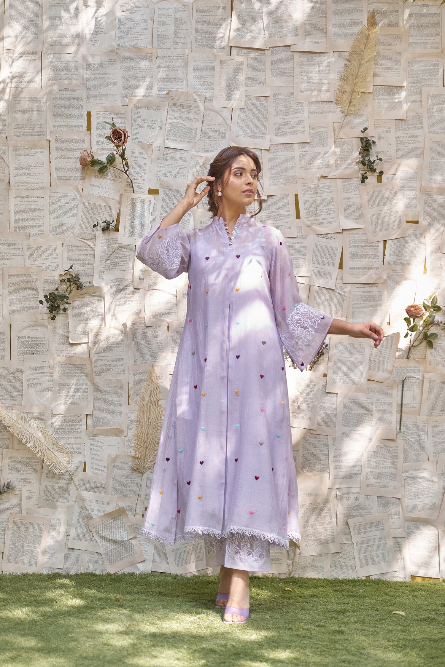 THE LILAC LOVE LETTER - SET OF 2 ( kurta with pants) Naaz By Noor