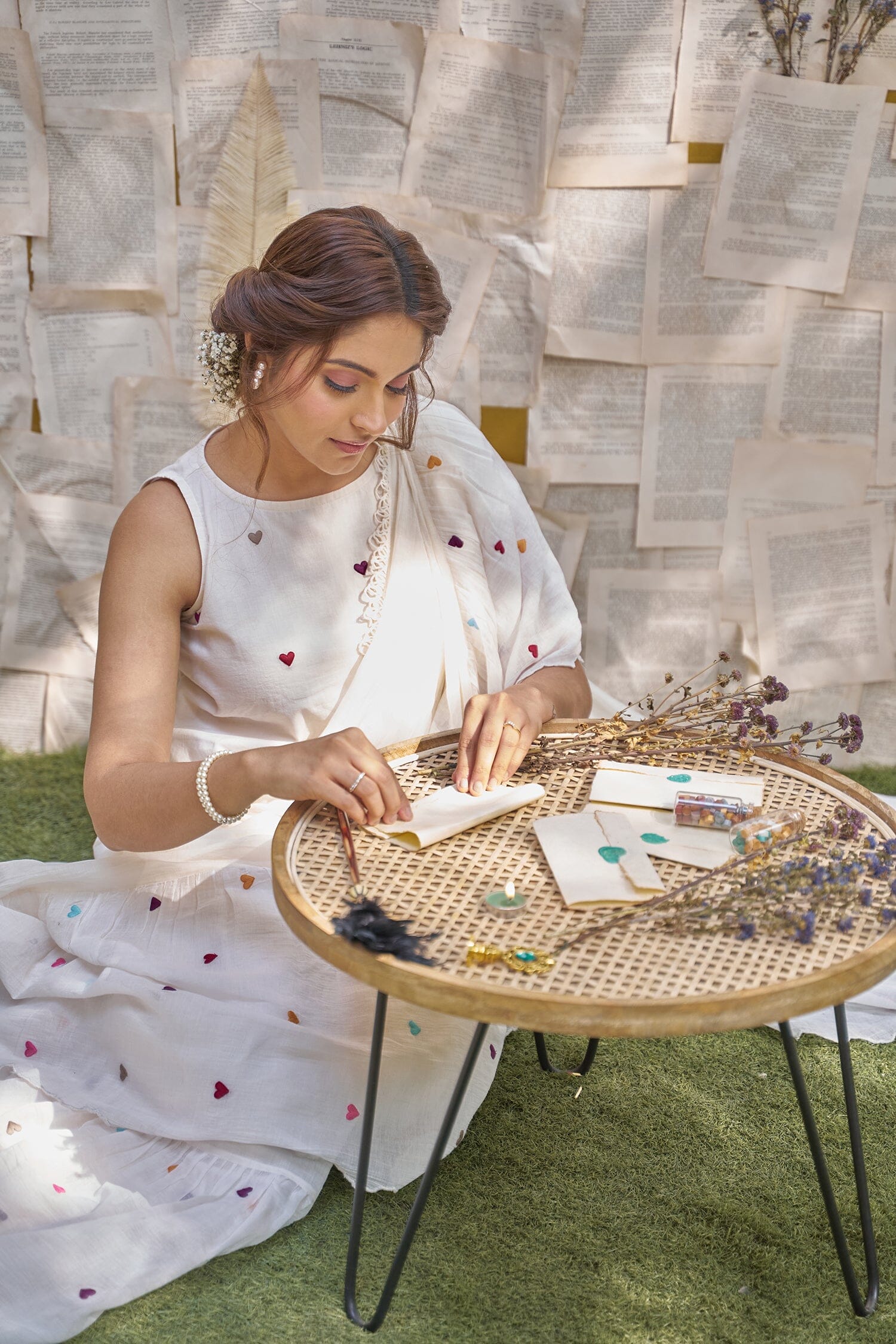 THE LOVE LETTER SAREE- SET OF 3( saree, petticoat & crop top style blouse) Naaz By Noor