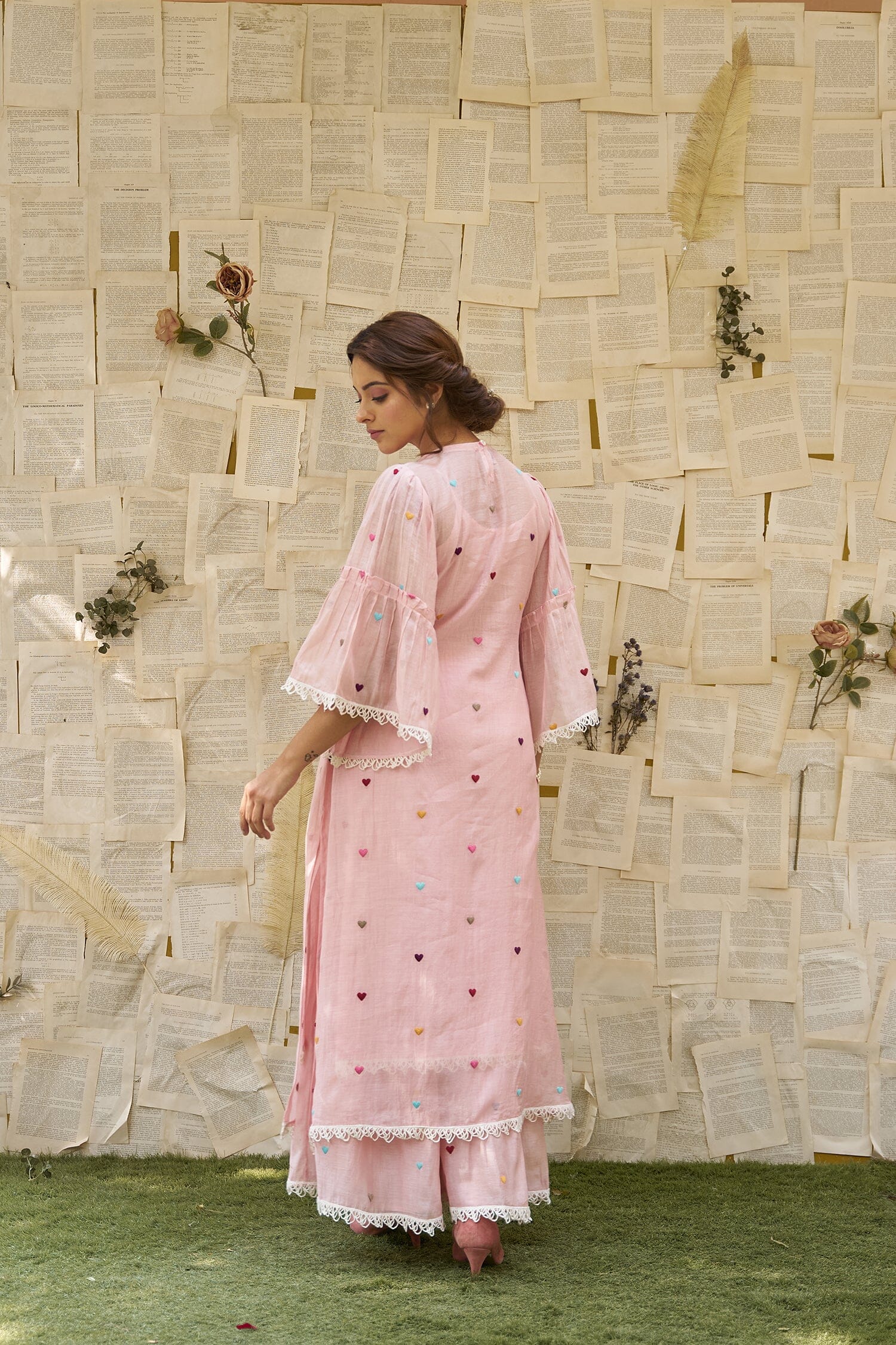 THE PINK LOVE LETTER- SET OF 3 ( kurta, pant & dupatta) Naaz By Noor