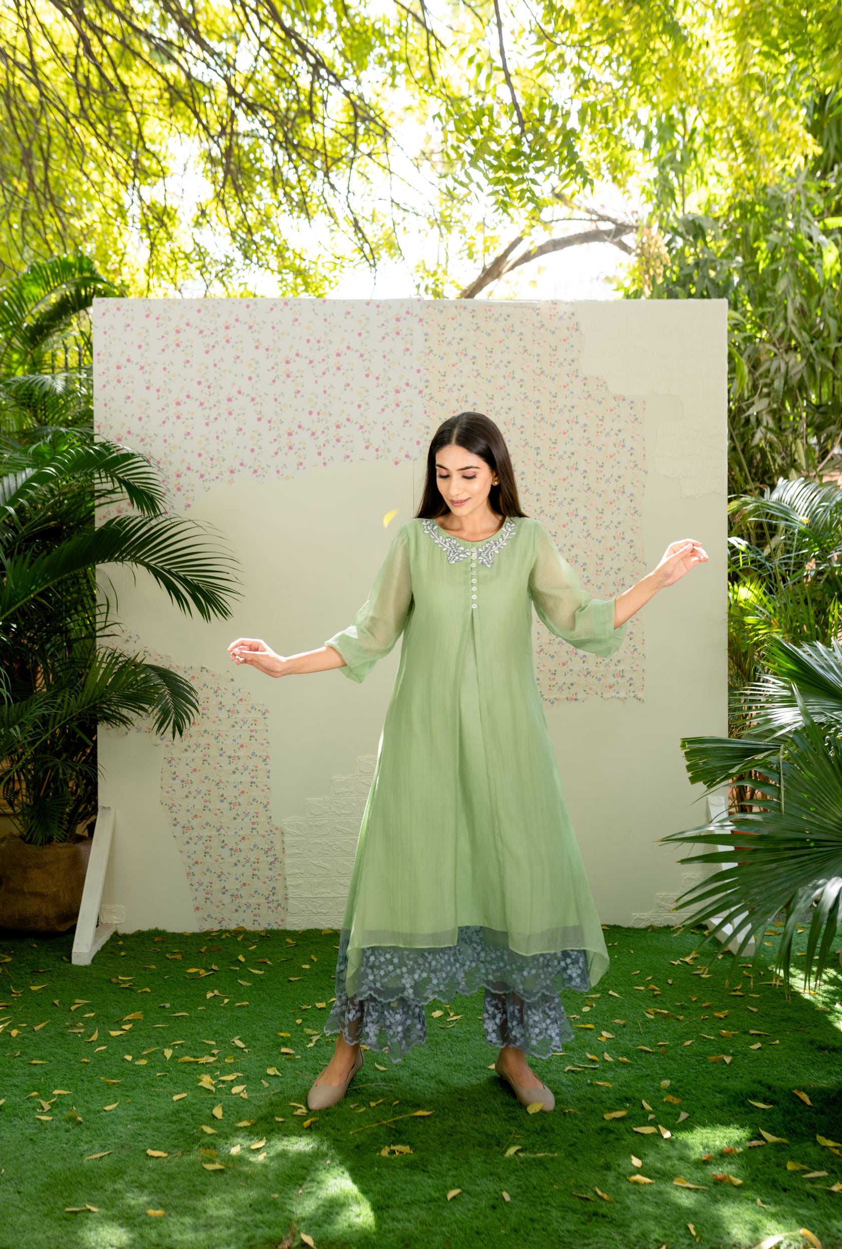 UNDER THE NEEM - mint green ( set of 2) Naaz By Noor