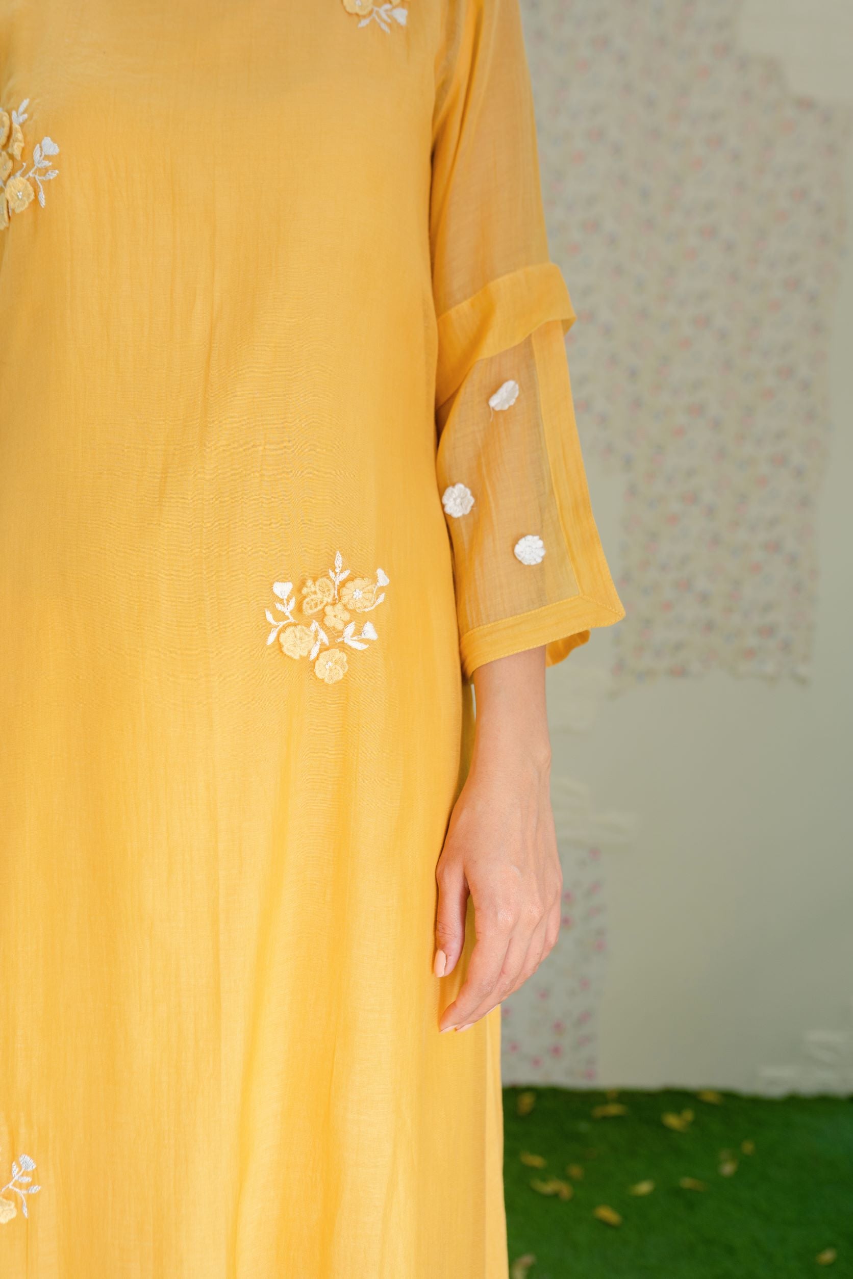 UNDER THE NEEM- pale yellow( set of 3 ) Naaz By Noor