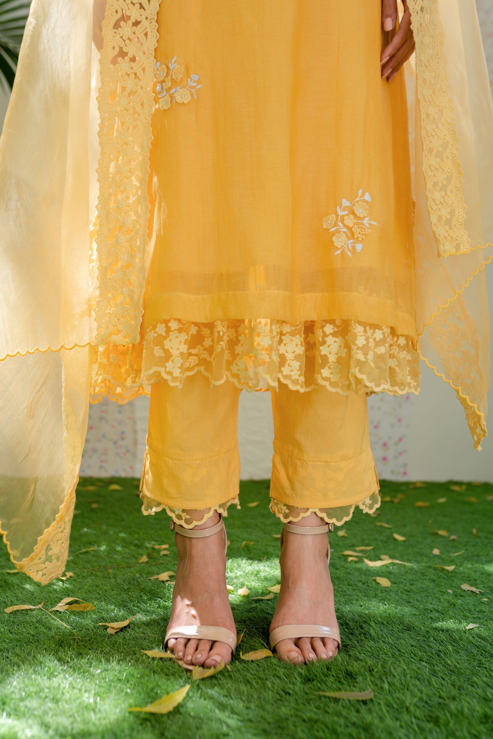 UNDER THE NEEM- pale yellow( set of 3 ) Naaz By Noor