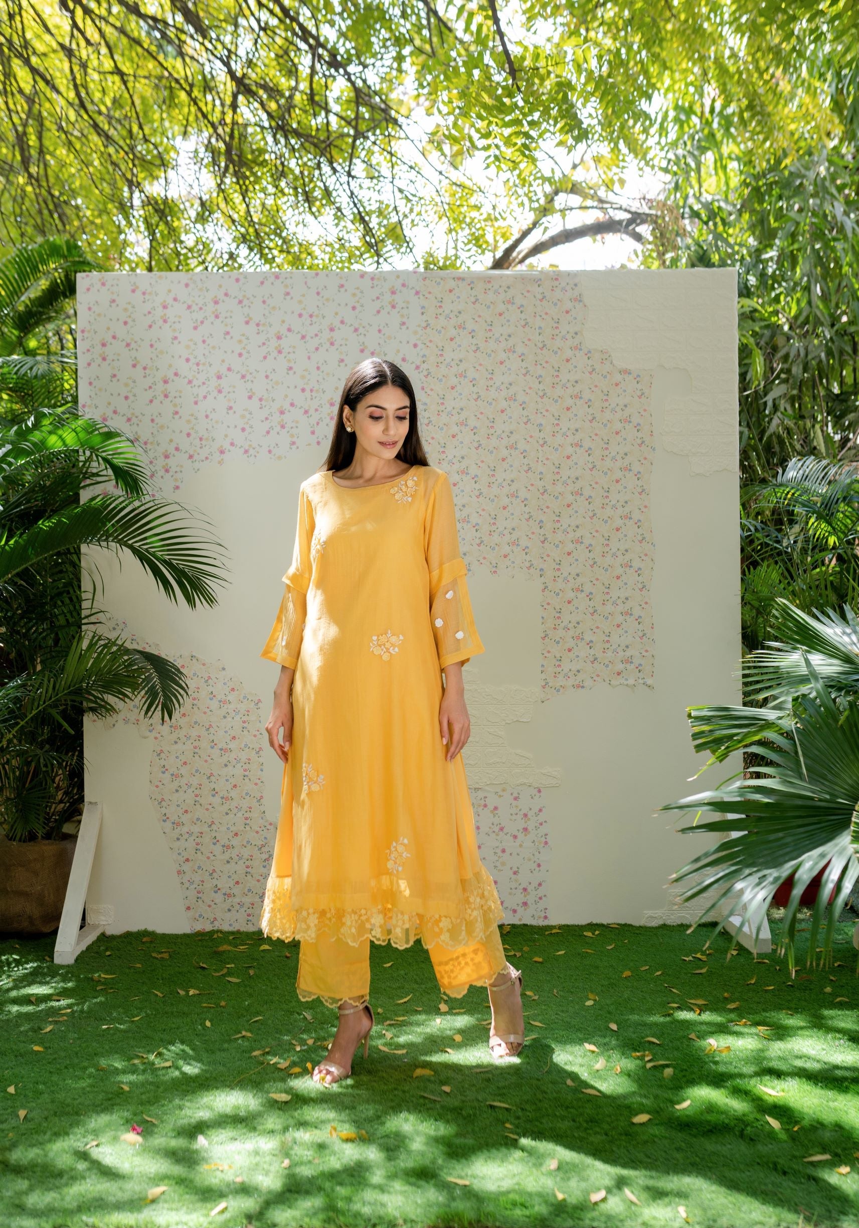 UNDER THE NEEM- pale yellow( set of 3 ) Naaz By Noor