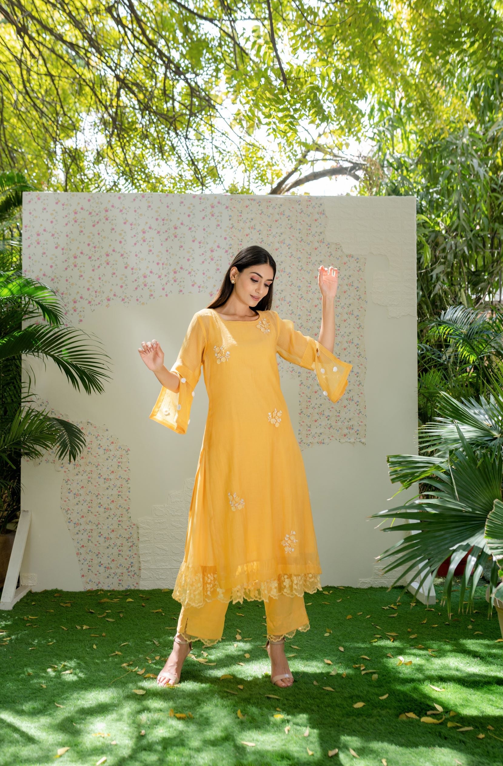 UNDER THE NEEM- pale yellow( set of 3 ) Naaz By Noor