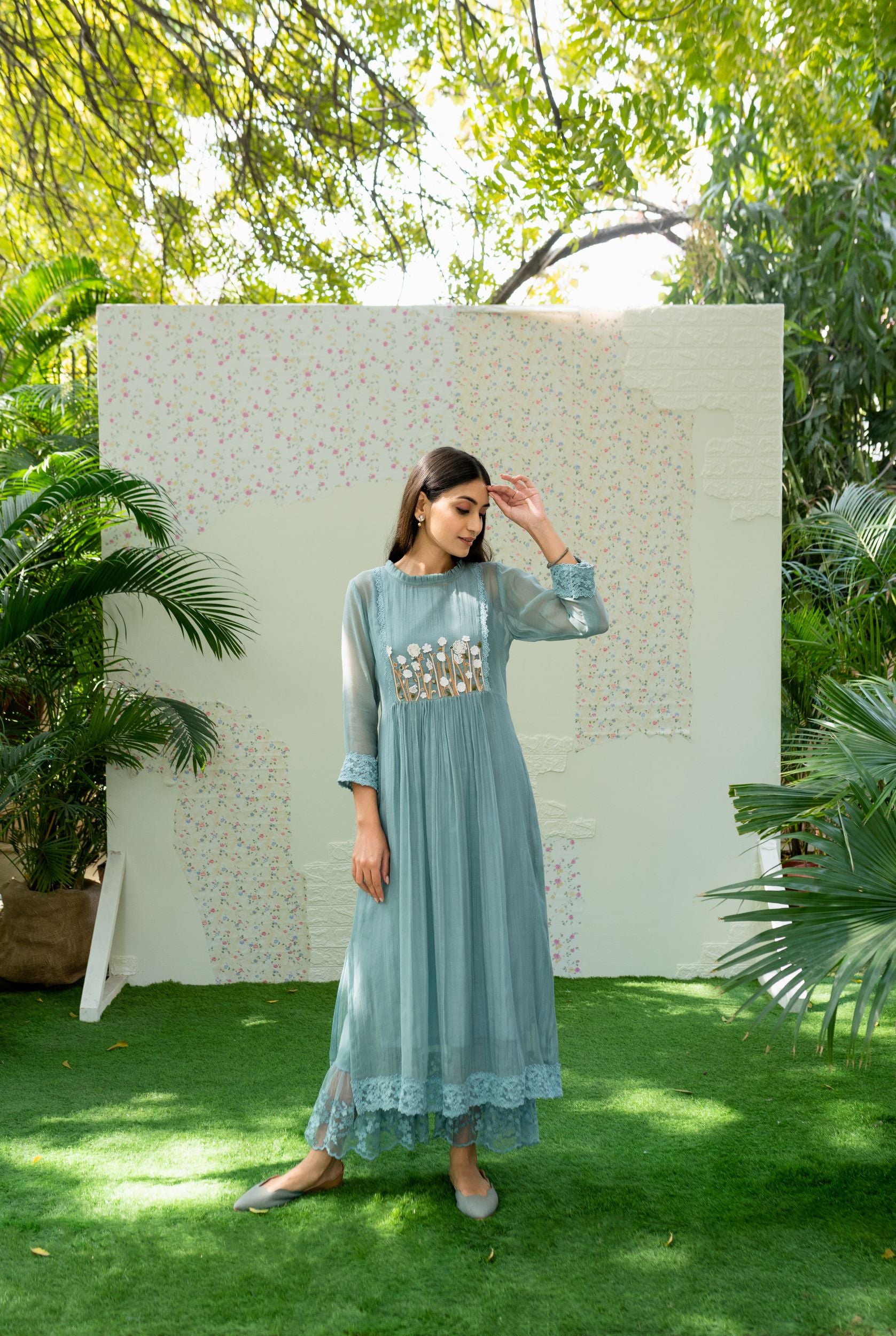 UNDER THE neem- powder blue(Set of 2) Naaz By Noor
