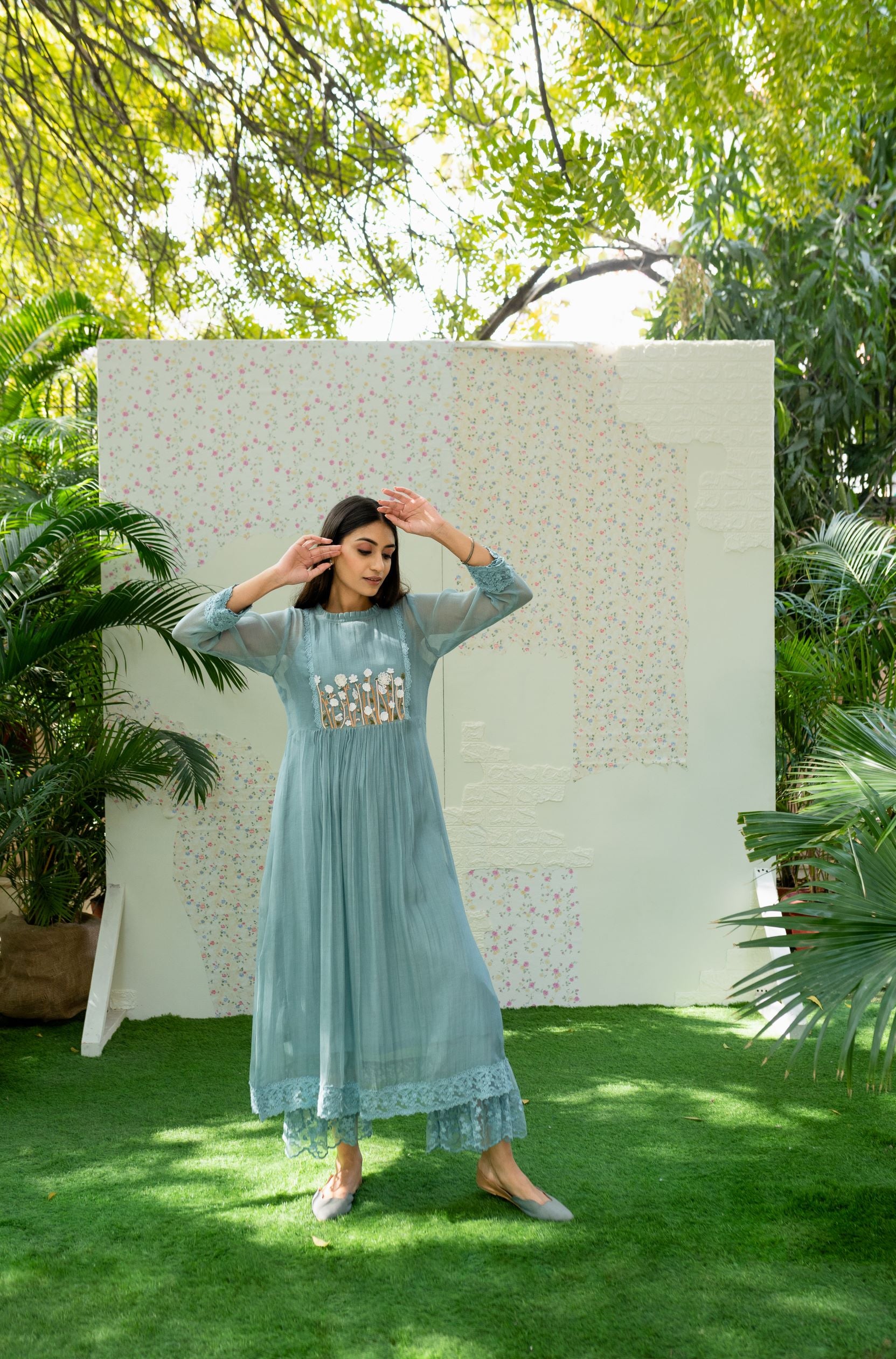 UNDER THE neem- powder blue(Set of 2) Naaz By Noor