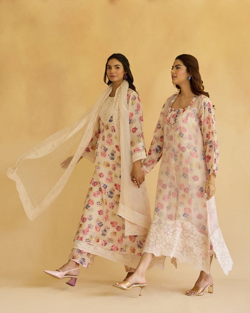 BREEZY FLOWER CHILD - SET OF 3 (KURTA,PANT & DUPATTA)) Naaz By Noor 