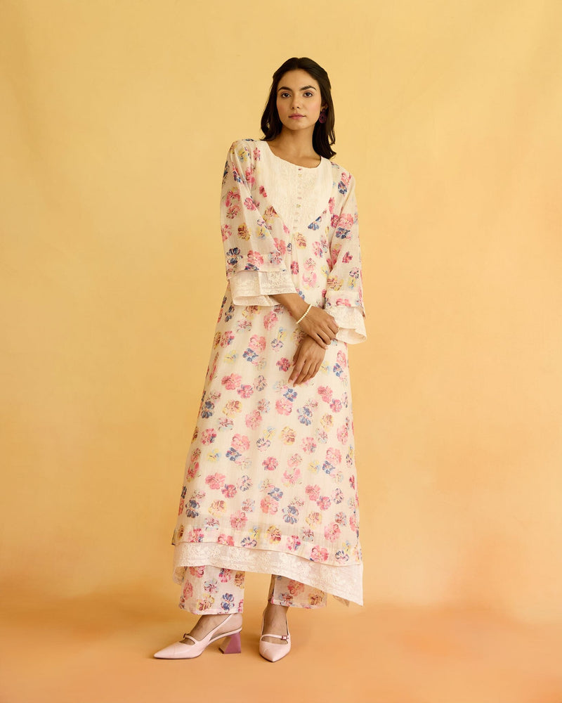 BREEZY FLOWER CHILD - SET OF 3 (KURTA,PANT & DUPATTA)) Naaz By Noor 