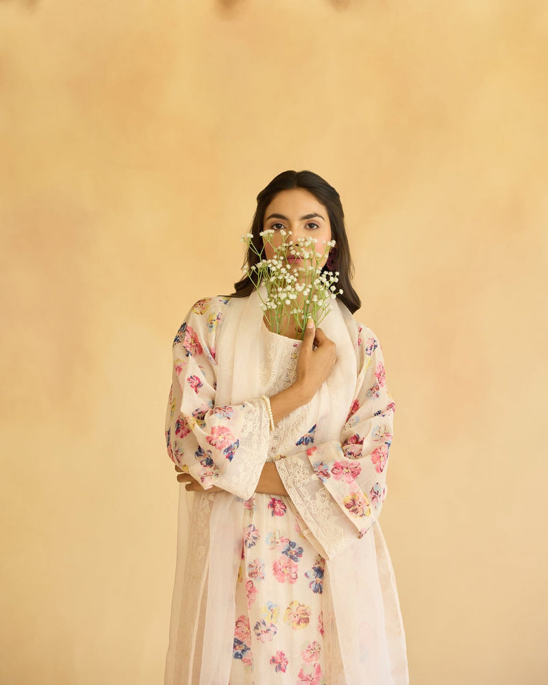 BREEZY FLOWER CHILD - SET OF 3 (KURTA,PANT & DUPATTA)) Naaz By Noor 