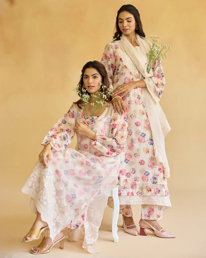 BREEZY FLOWER CHILD - SET OF 3 (KURTA,PANT & DUPATTA)) Naaz By Noor 