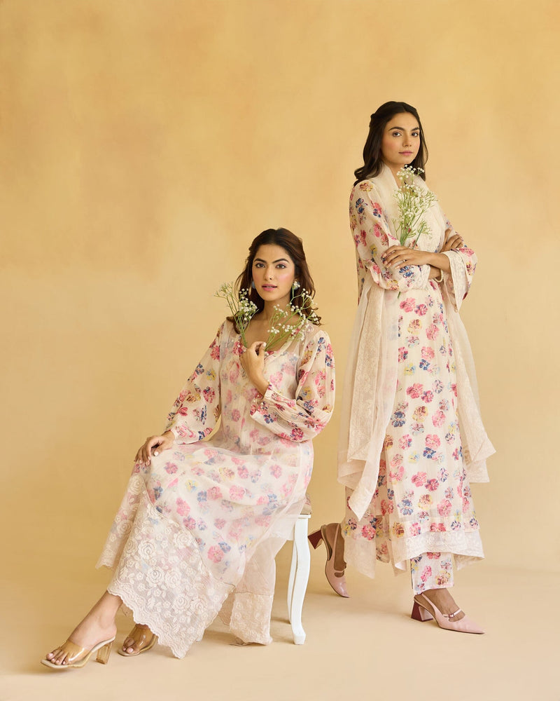BREEZY FLOWER CHILD - SET OF 3 (KURTA,PANT & DUPATTA)) Naaz By Noor 