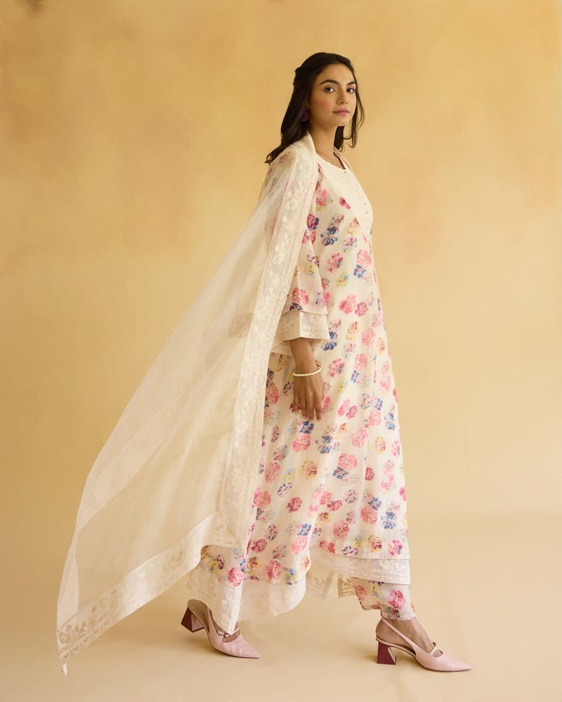 BREEZY FLOWER CHILD - SET OF 3 (KURTA,PANT & DUPATTA)) Naaz By Noor 