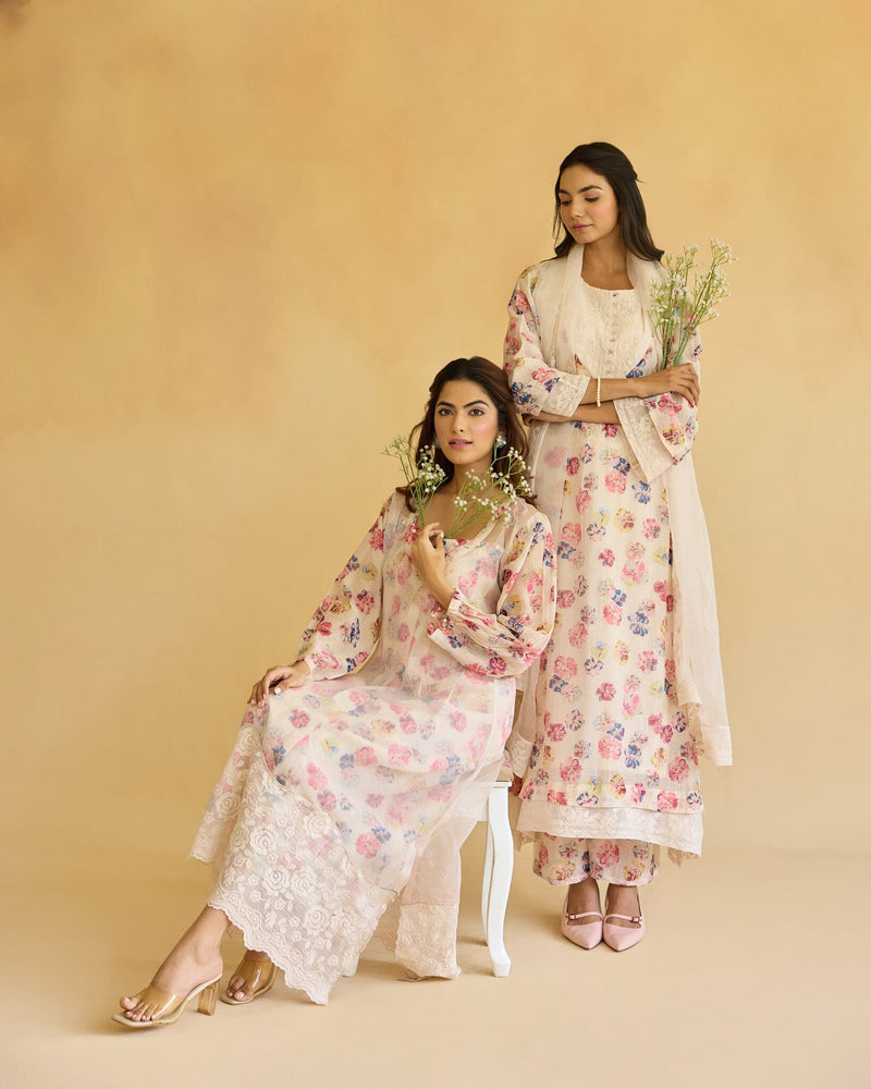 BREEZY FLOWER CHILD - SET OF 3 (KURTA,PANT & DUPATTA)) Naaz By Noor 