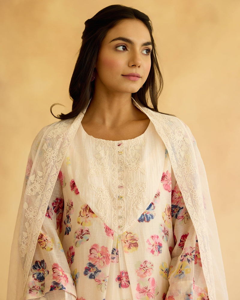 BREEZY FLOWER CHILD - SET OF 3 (KURTA,PANT & DUPATTA)) Naaz By Noor 