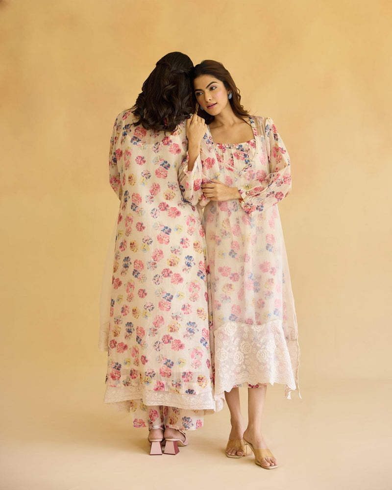 BREEZY FLOWER CHILD - SET OF 3 (KURTA,PANT & DUPATTA)) Naaz By Noor 