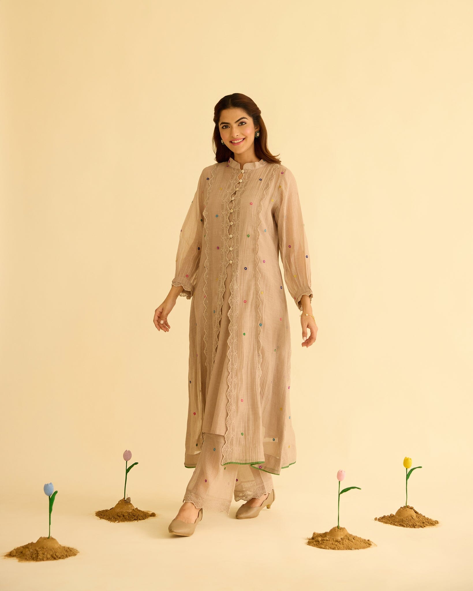 EUPHORIC FLOWER CHILD-SET OF 3(KURTA,PANT&DUPATTA) Naaz By Noor 