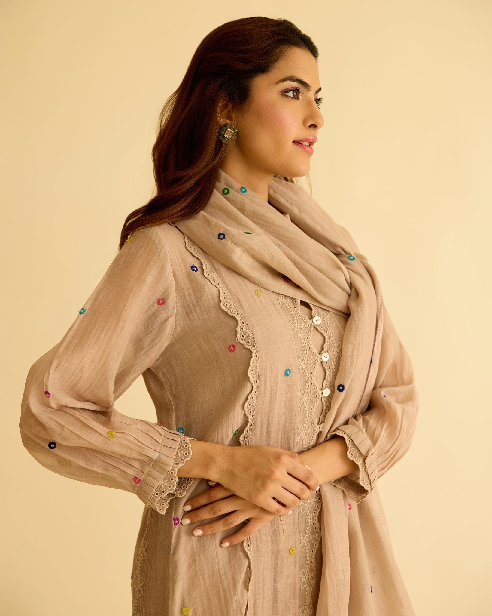 EUPHORIC FLOWER CHILD-SET OF 3(KURTA,PANT&DUPATTA) Naaz By Noor 