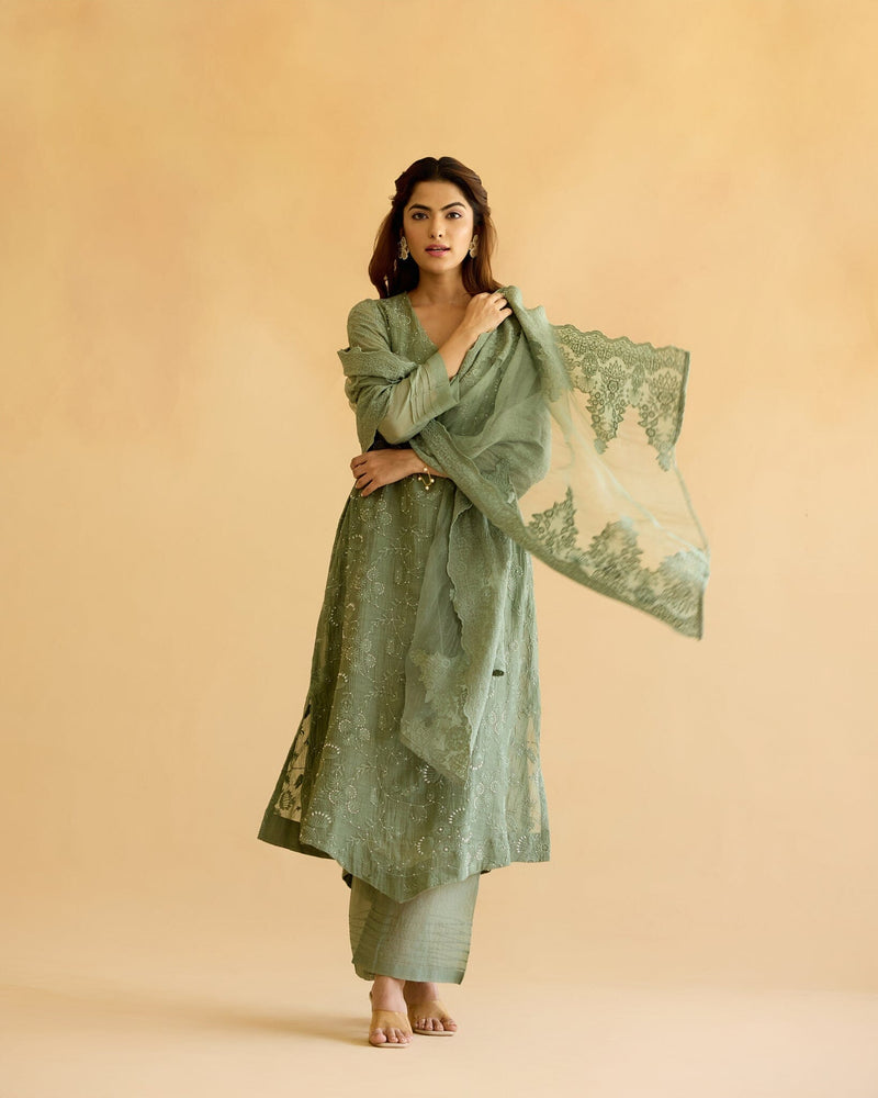 FEARLESS FLOWER CHILD-SET OF 3( KURTA,PANT& DUPATTA) Naaz By Noor 