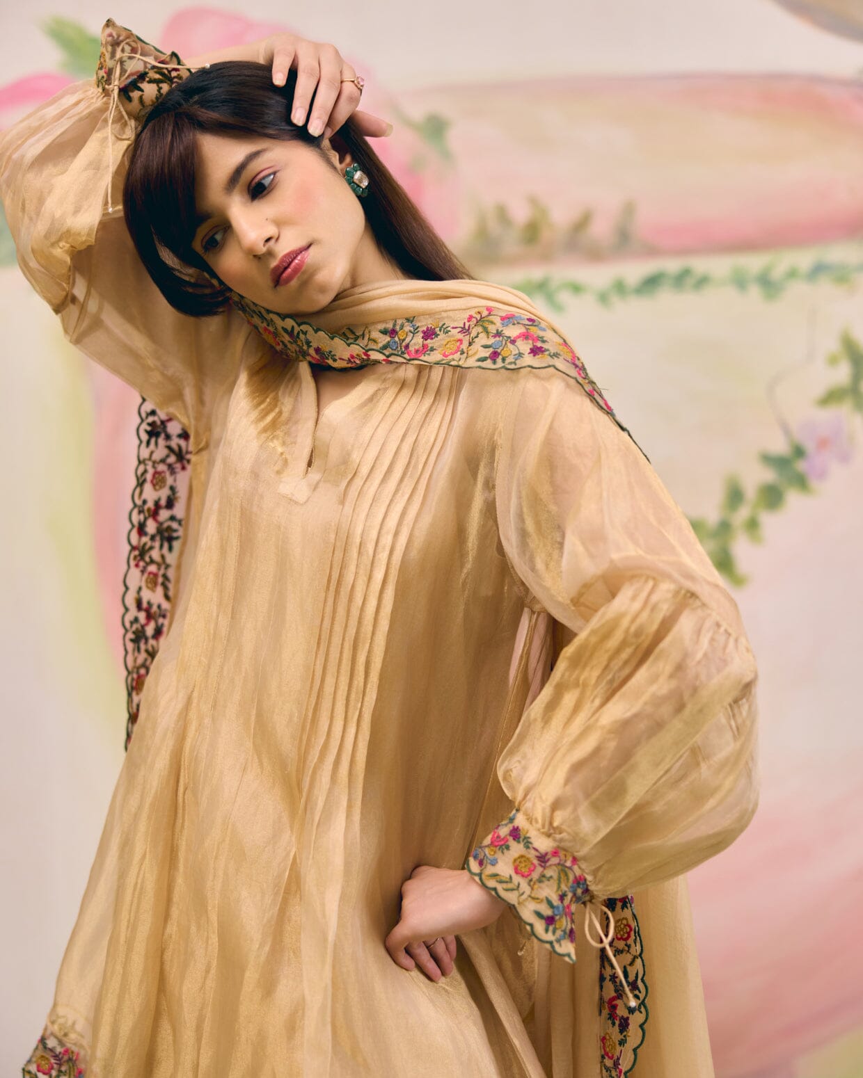 GOLD TISSUE - SET OF 3 ( KURTA, PANT & DUPATTA) Naaz By Noor 