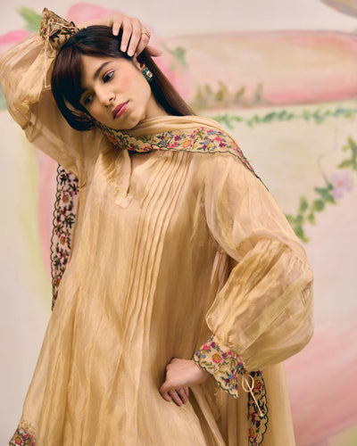 GOLD TISSUE - SET OF 3 ( KURTA, PANT & DUPATTA) Naaz By Noor 
