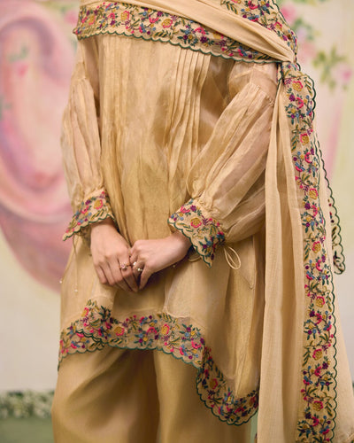 GOLD TISSUE - SET OF 3 ( KURTA, PANT & DUPATTA) Naaz By Noor 