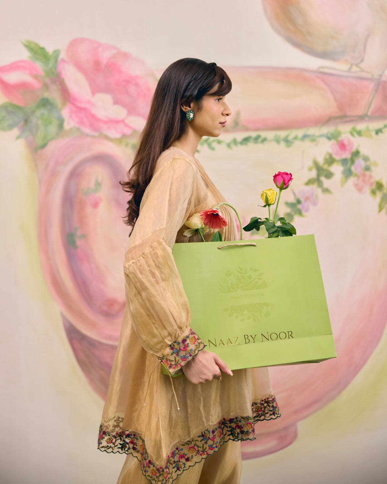 GOLD TISSUE - SET OF 3 ( KURTA, PANT & DUPATTA) Naaz By Noor 