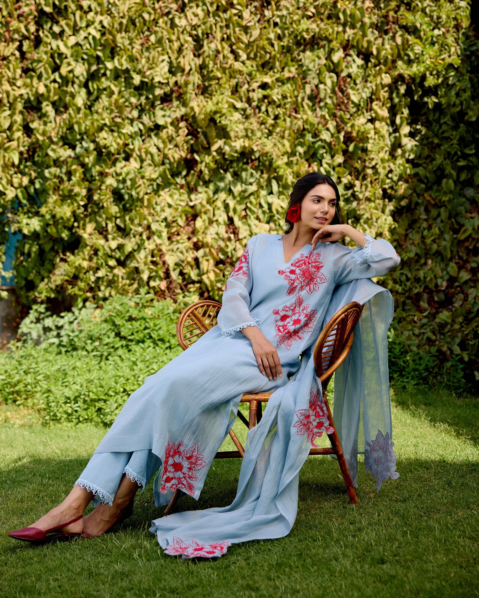 GRACEFUL FLOWER CHILD - SET OF 3( KURTA, PANT & DUPATTA) Naaz By Noor 